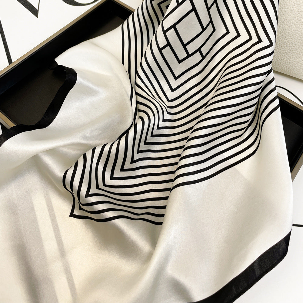 BCHICU Stripes 66cm*66cm 100% Silk Small Square Scarf Small Neckerchief with Suit