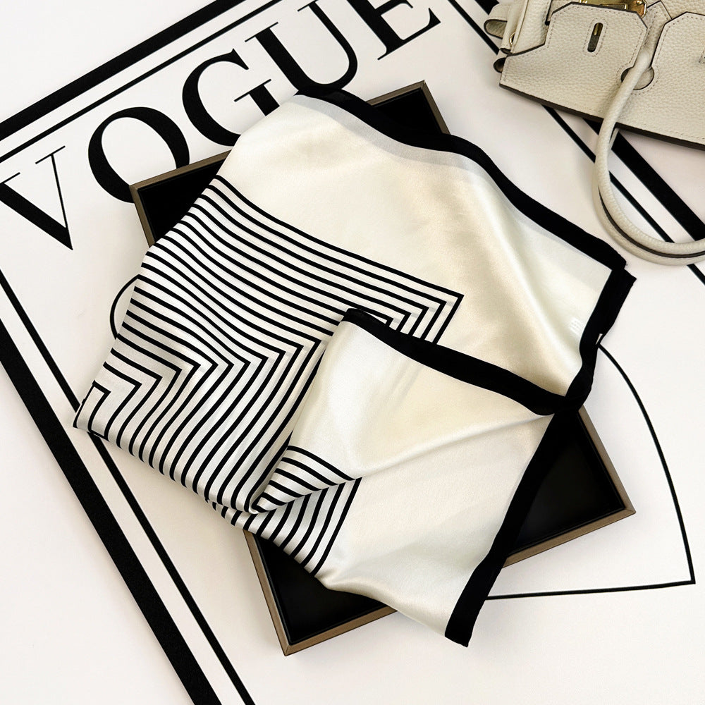 BCHICU Stripes 66cm*66cm 100% Silk Small Square Scarf Small Neckerchief with Suit