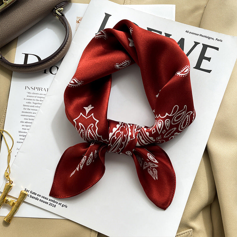 BCHICU Red Color Scheme 50cm*50cm 100% Small Square Silk Scarf Neckerchiefs&Bandana