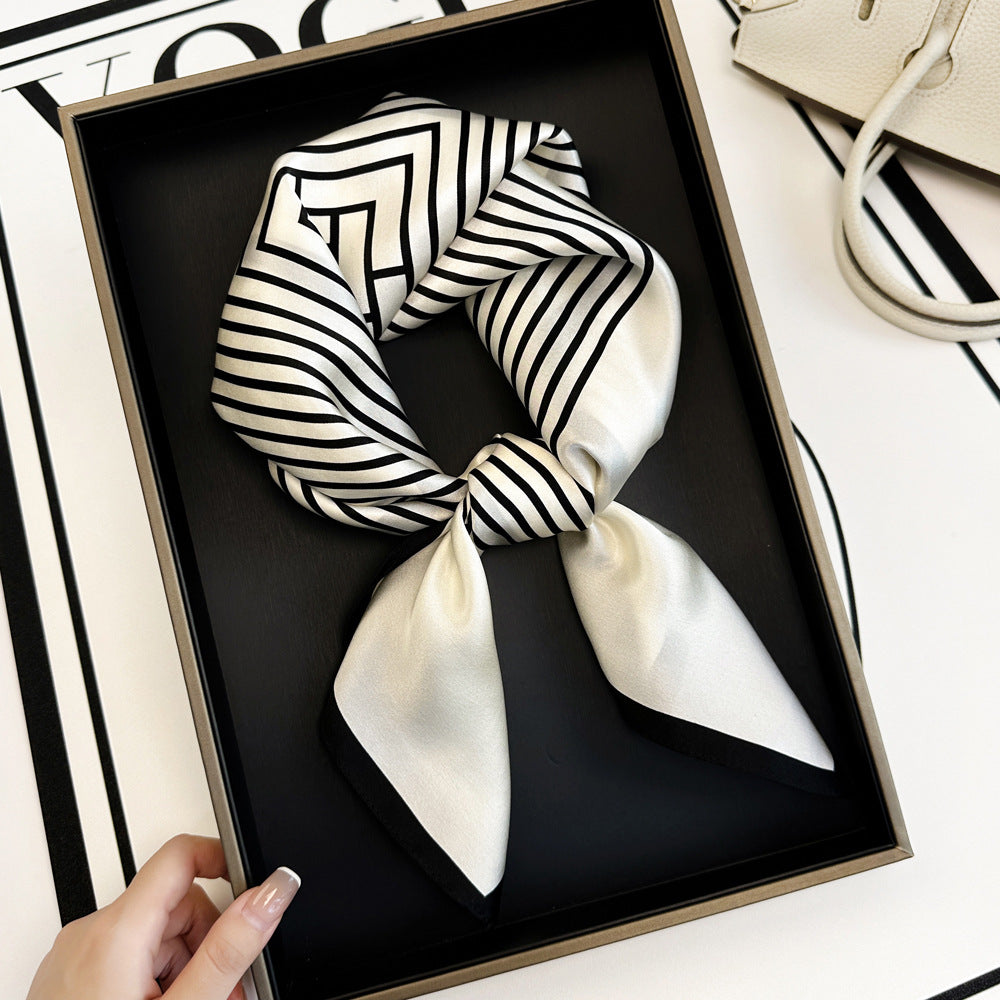 BCHICU Stripes 66cm*66cm 100% Silk Small Square Scarf Small Neckerchief with Suit