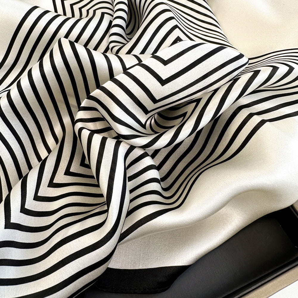 BCHICU Stripes 66cm*66cm 100% Silk Small Square Scarf Small Neckerchief with Suit