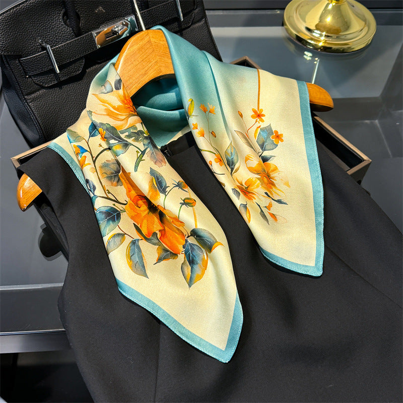 BCHICU Interspersed With Yellow And Blue 53cm*53cm 100% Small Square Silk Scarf Neckerchiefs&Bandana