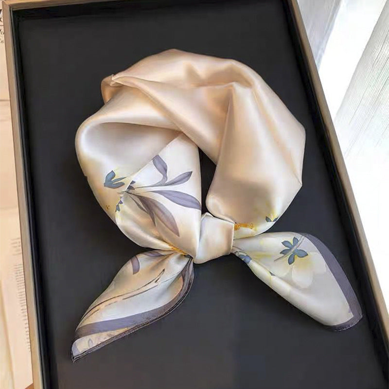 BCHICU Beige 53cm*53cm 100% Small Square Silk Scarf Neckerchiefs&Bandana