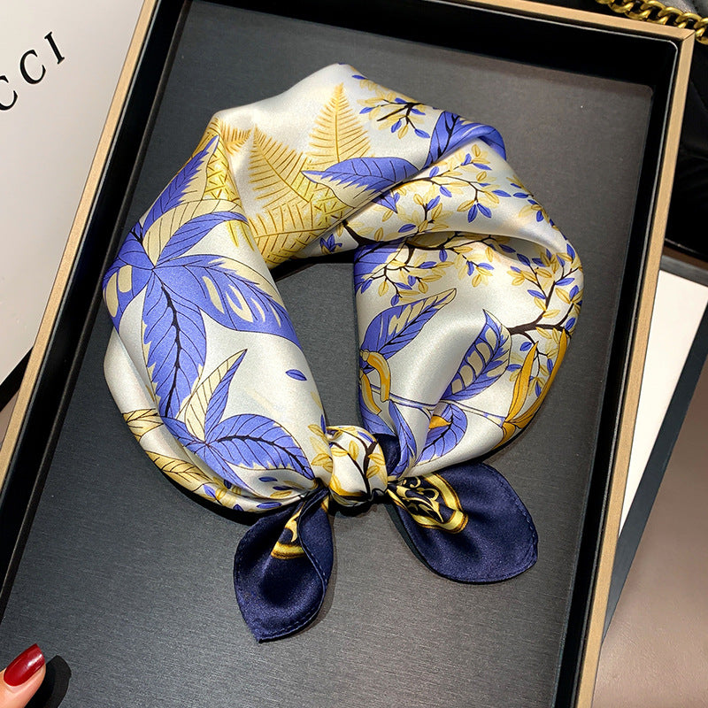 BCHICU 53cm*53cm Navy Blue 100% Small Square Silk Scarf Neckerchiefs&Bandana