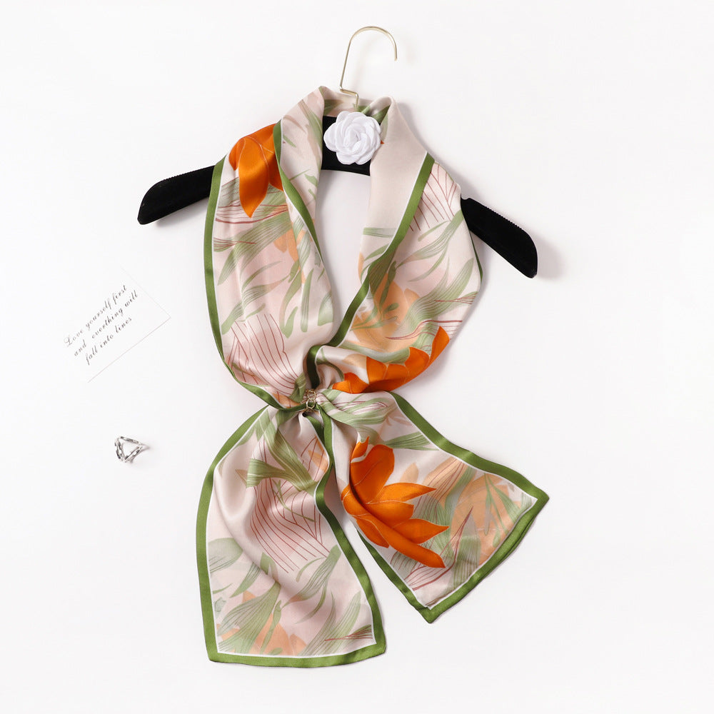 BCHICU PZS03-02# Double Layers 145cm*17cm 100% Small Silk Scarf Neckerchiefs