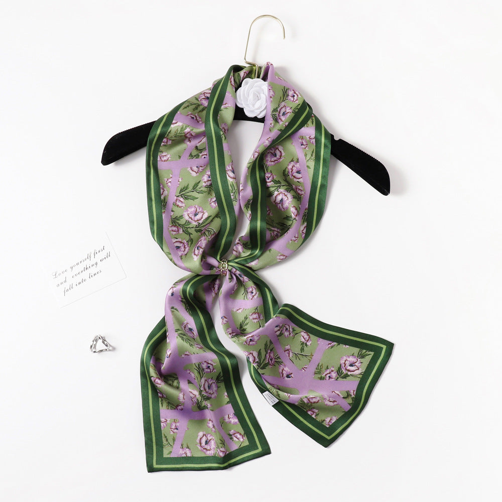 BCHICU PZS03-05# Double Layers 145cm*17cm 100% Small Silk Scarf Neckerchiefs