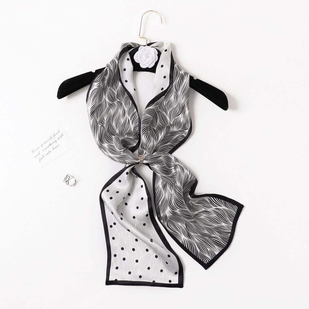 BCHICU PZS04-02# Double Layers 145cm*17cm 100% Small Silk Scarf Neckerchiefs