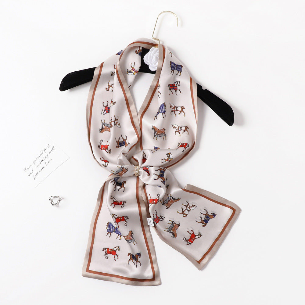 BCHICU PZS06-03# Double Layers 145cm*17cm 100% Small Silk Scarf Neckerchiefs