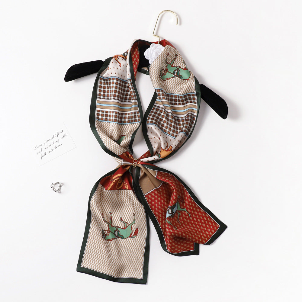 BCHICU PZS06-04# Double Layers 145cm*17cm 100% Small Silk Scarf Neckerchiefs