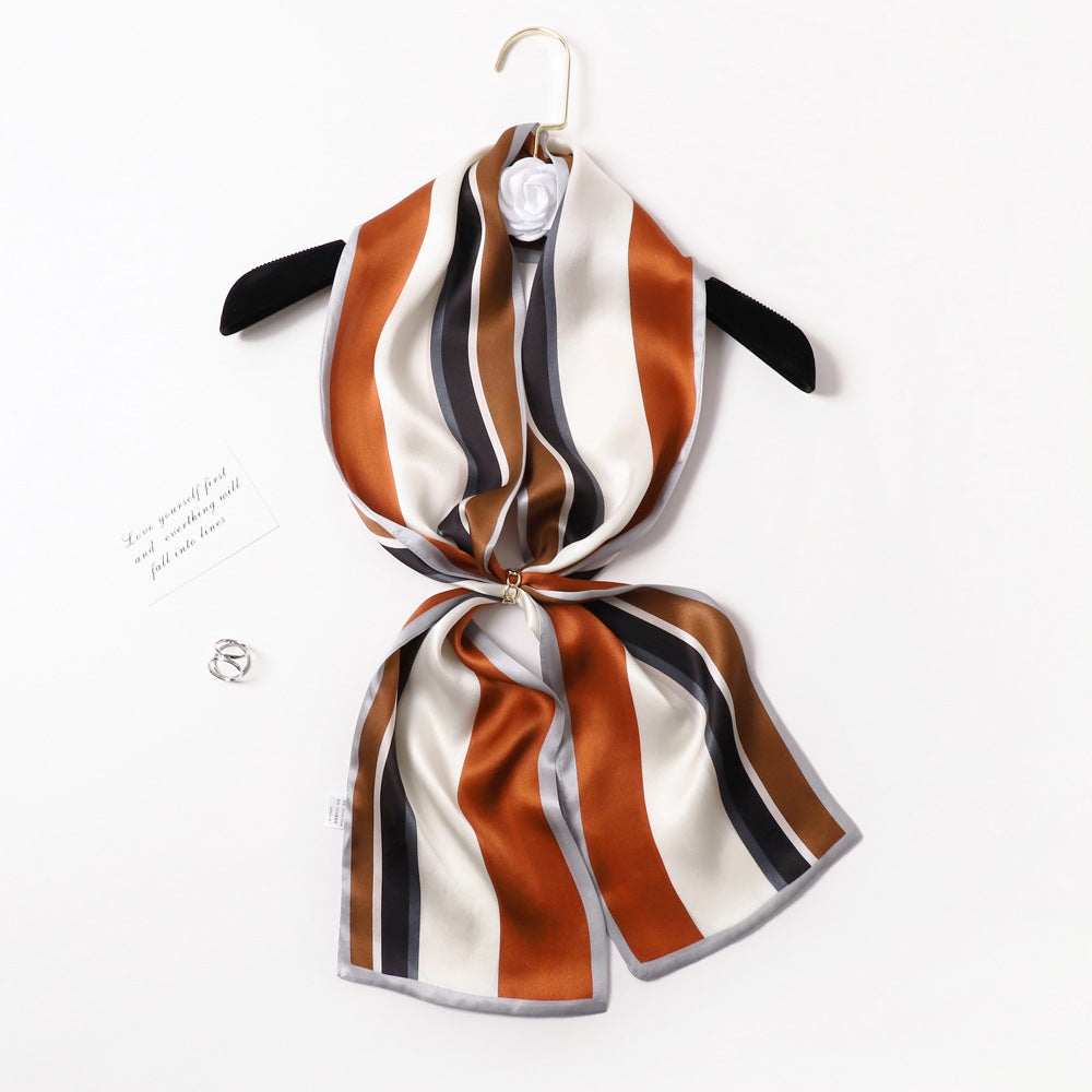 BCHICU PZS06-02# Double Layers 145cm*17cm 100% Small Silk Scarf Neckerchiefs