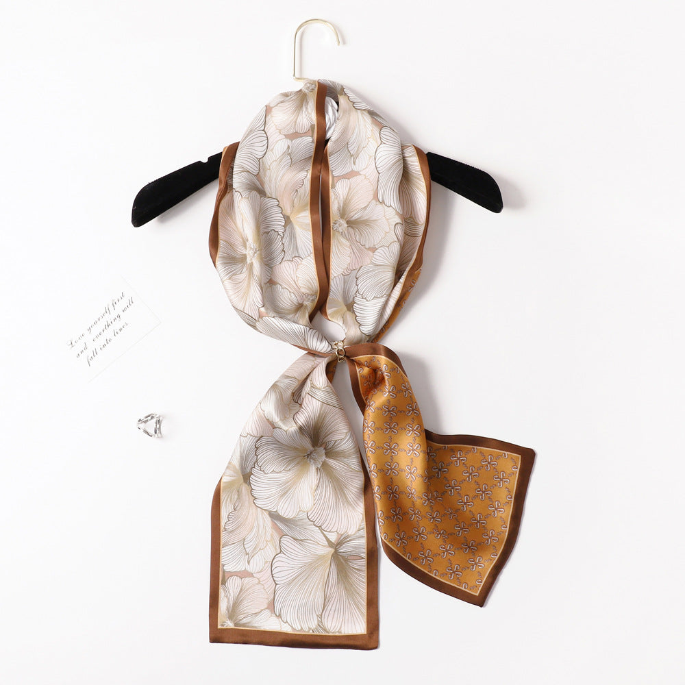 BCHICU PZS07-04# Double Layers 145cm*17cm 100% Small Silk Scarf Neckerchiefs