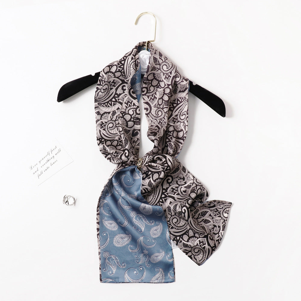 BCHICU PZS07-03# Double Layers 145cm*17cm 100% Small Silk Scarf Neckerchiefs