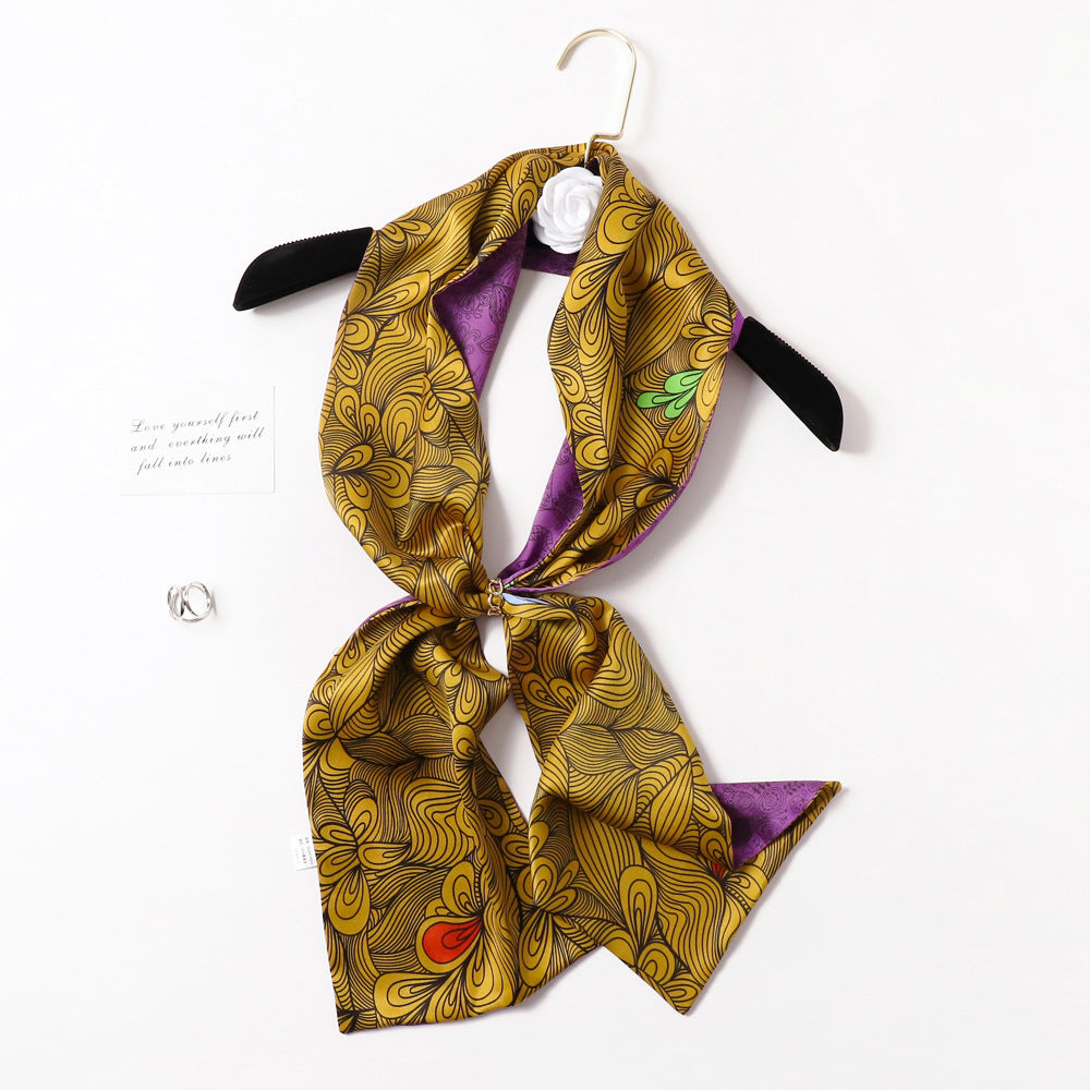 BCHICU PZS07-02# Double Layers 145cm*17cm 100% Small Silk Scarf Neckerchiefs