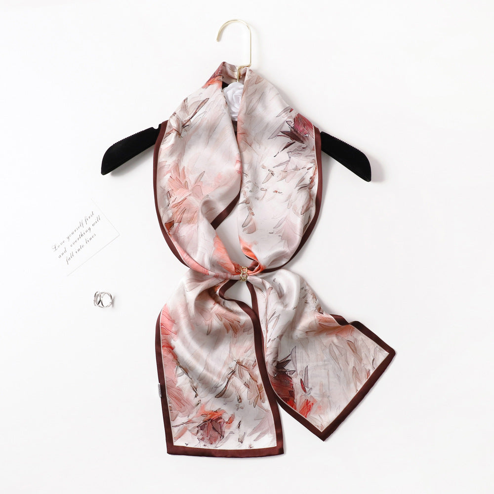BCHICU PZS09-04# Double Layers 145cm*17cm 100% Small Silk Scarf Neckerchiefs