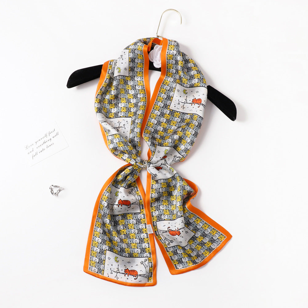 BCHICU PZS09-05# Double Layers 145cm*17cm 100% Small Silk Scarf Neckerchiefs