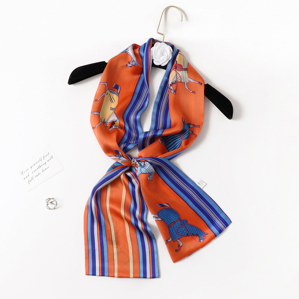 BCHICU PZS09-02# Double Layers 145cm*17cm 100% Small Silk Scarf Neckerchiefs
