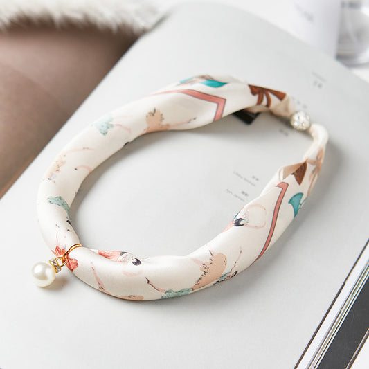 BCHICU #ZS-1205 40cm 100% Silk Necklace Scarf Soft And Breathable&Fine Printing Hand-Sewn
