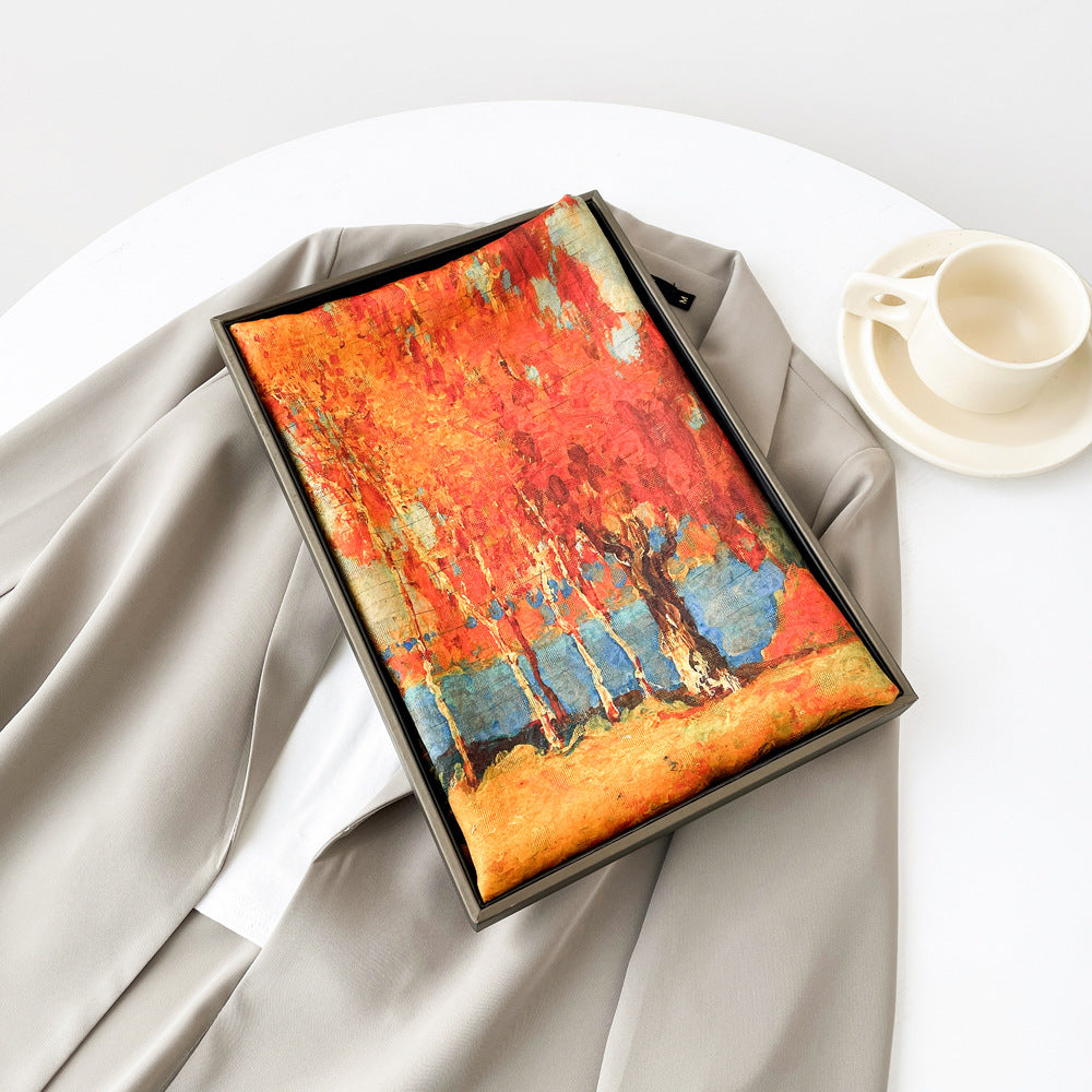 BCHICU ZS25-Birch Forest 55cm*170cm 100% Silk Shawls