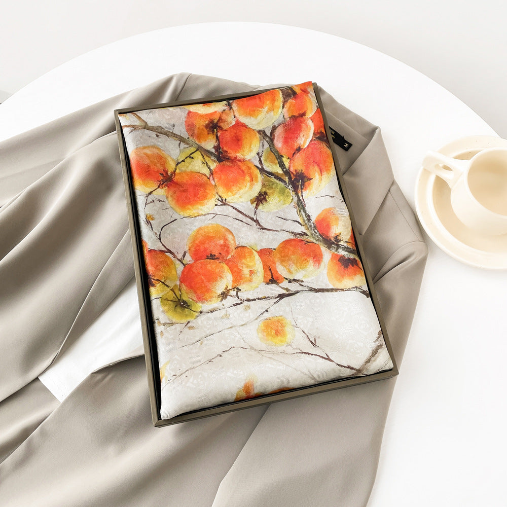 BCHICU ZS25-Persimmon Color 55cm*170cm 100% Silk Shawls