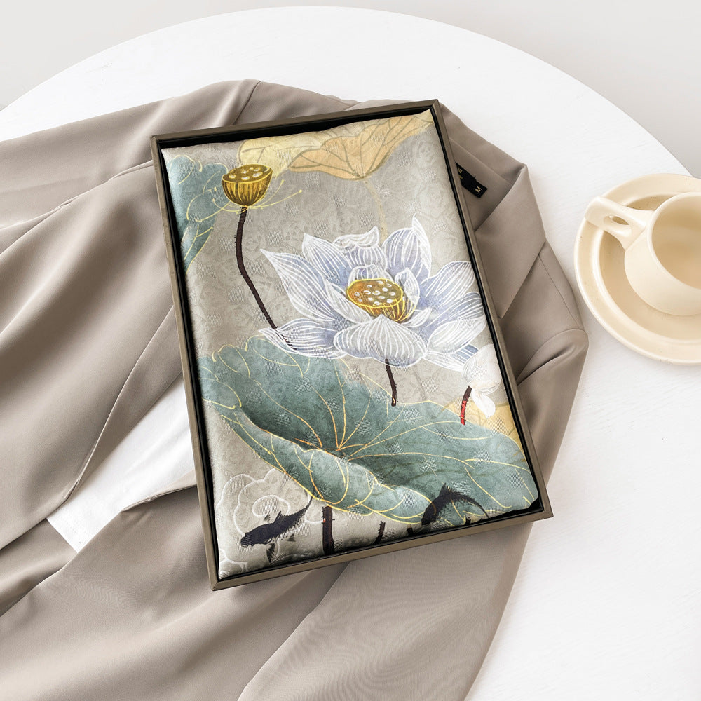 BCHICU ZS25-Lotus Flower 55cm*170cm 100% Silk Shawls