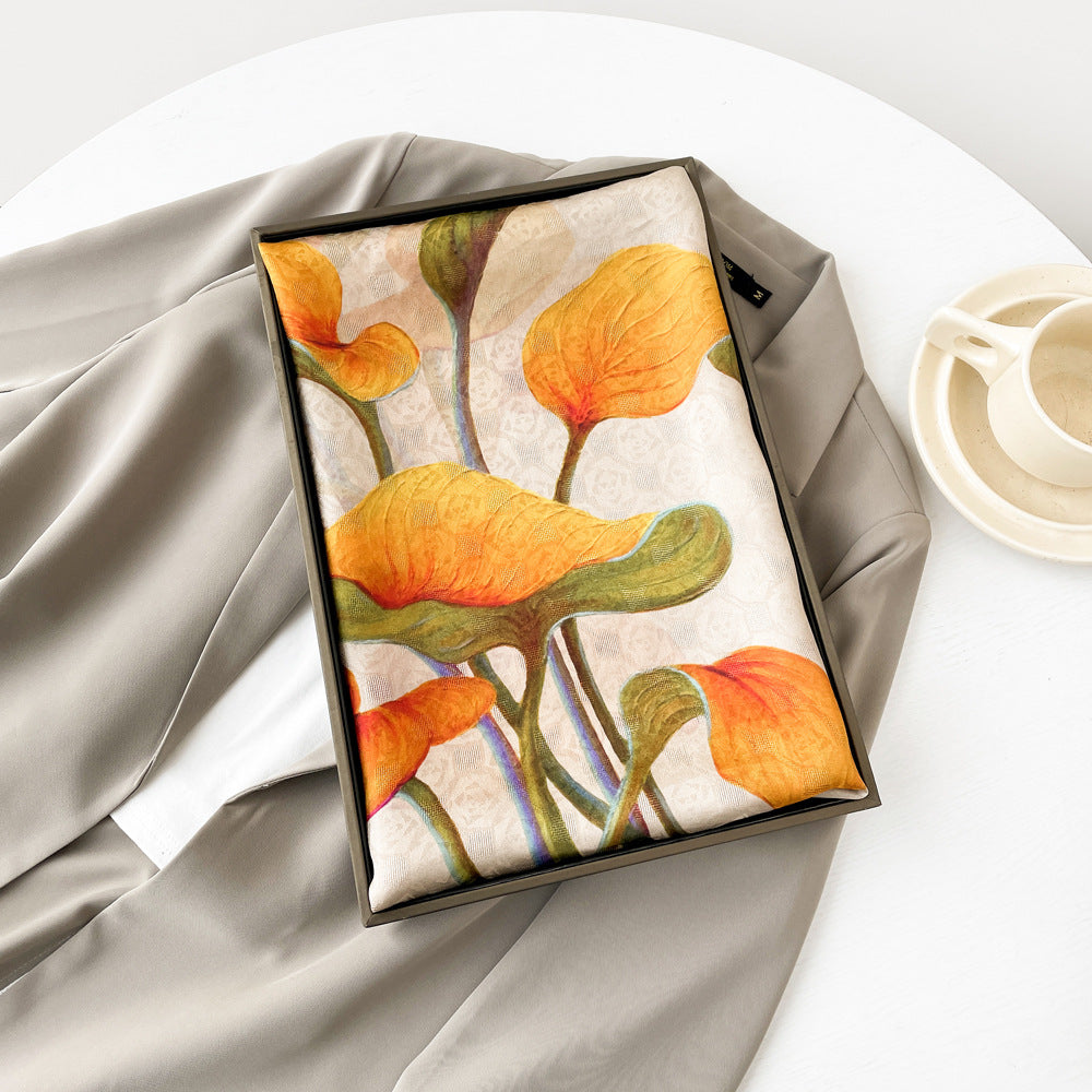 BCHICU ZS25-Orange 55cm*170cm 100% Silk Shawls