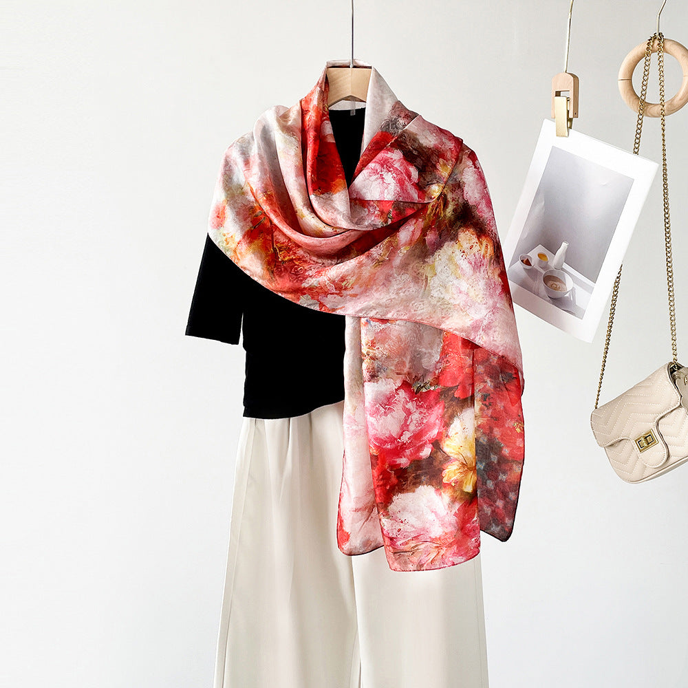 BCHICU ZS25-Red 55cm*170cm 100% Silk Shawls