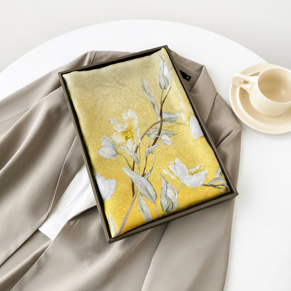 BCHICU ZS25-Melange Of Black And Yellow 55cm*170cm 100% Silk Shawls