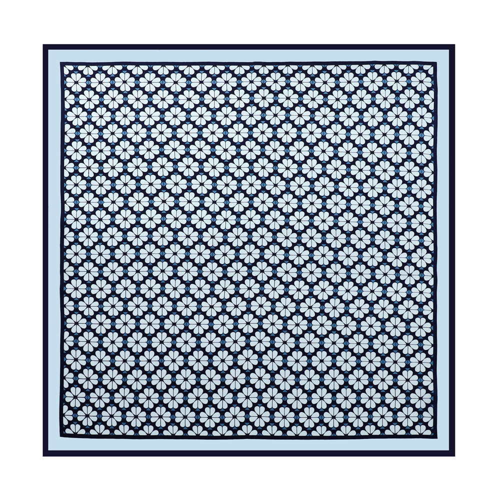 BCHICU Pale Blue Floret 53cm*53cm Print 100% Small Square Silk Scarf Neckerchiefs&Bandana