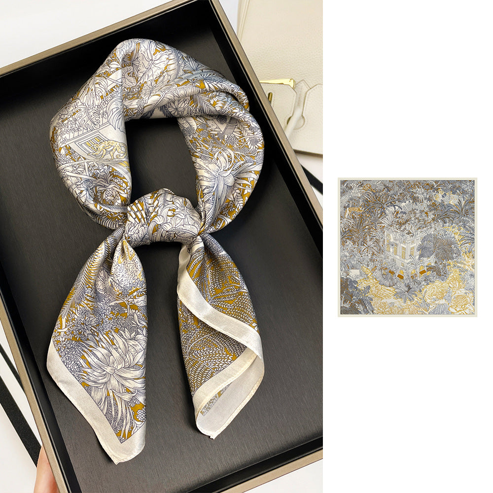 BCHICU ZS7003-03# 66cm*66cm 100% Silk Small Square Scarf Small Neckerchief with Suit