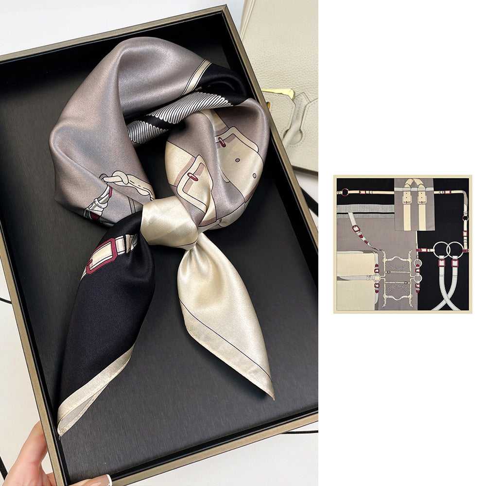 BCHICU ZS7003-02# 66cm*66cm 100% Silk Small Square Scarf Small Neckerchief with Suit