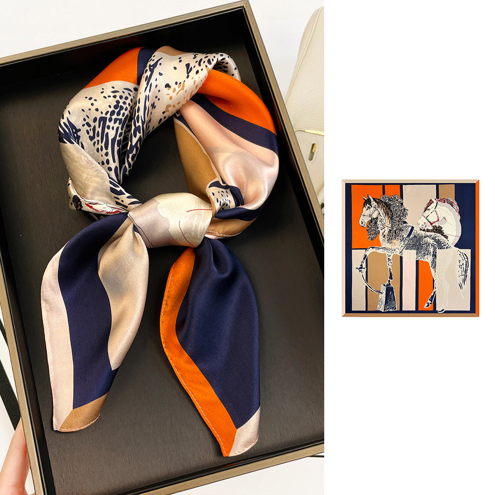 BCHICU Color-Coded Horse 66cm*66cm 100% Silk Small Square Scarf Small Neckerchief with Suit
