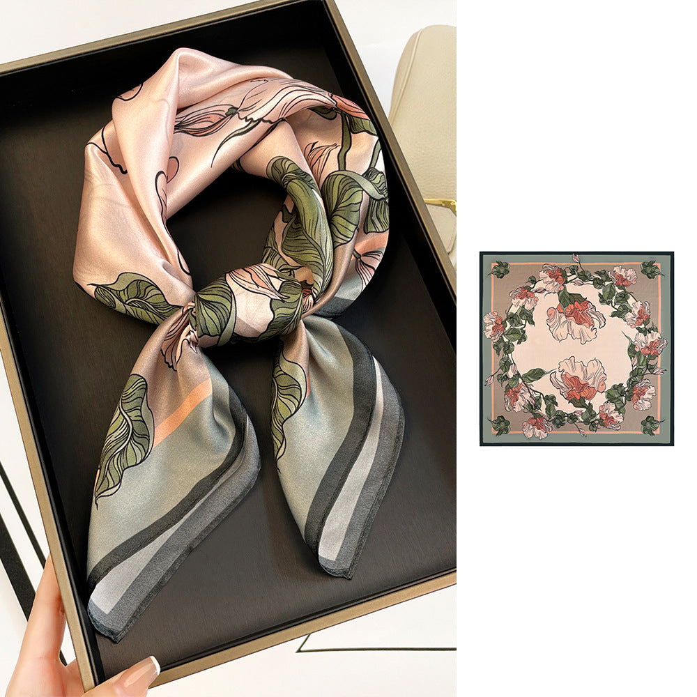 BCHICU ZS7005-Pink 66cm*66cm 100% Silk Small Square Scarf Small Neckerchief with Suit