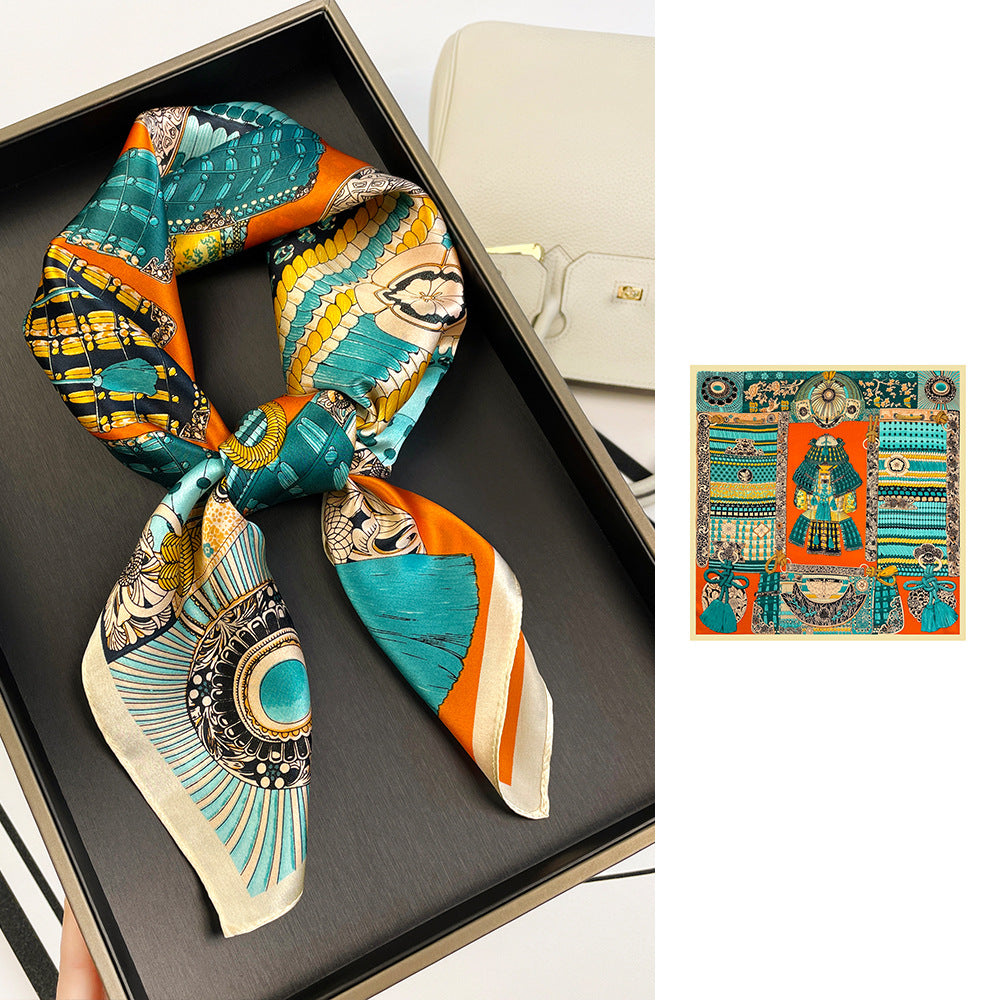 BCHICU ZS7006-03# 66cm*66cm 100% Silk Small Square Scarf Small Neckerchief with Suit