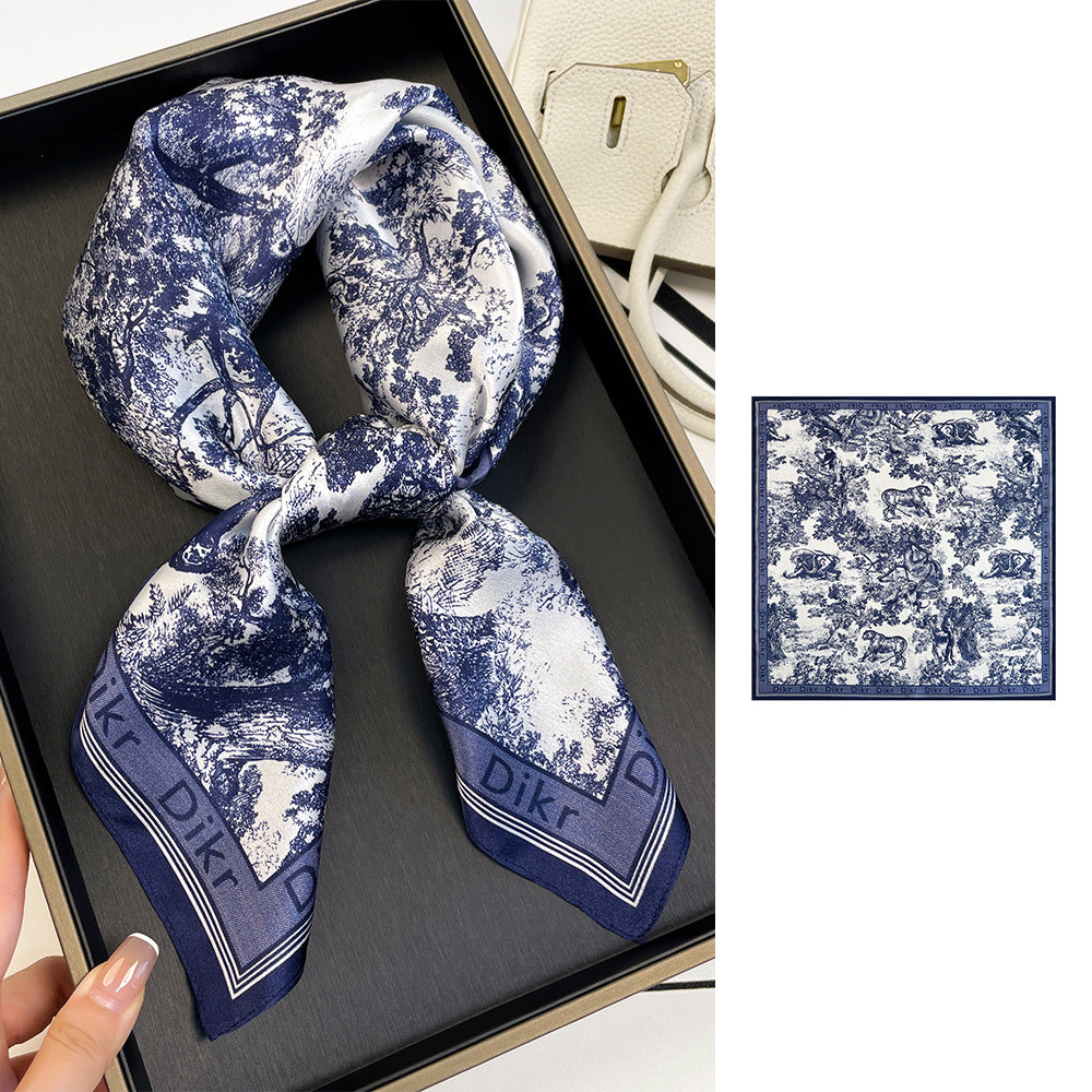 BCHICU ZS7007-01# 66cm*66cm 100% Silk Small Square Scarf Small Neckerchief with Suit