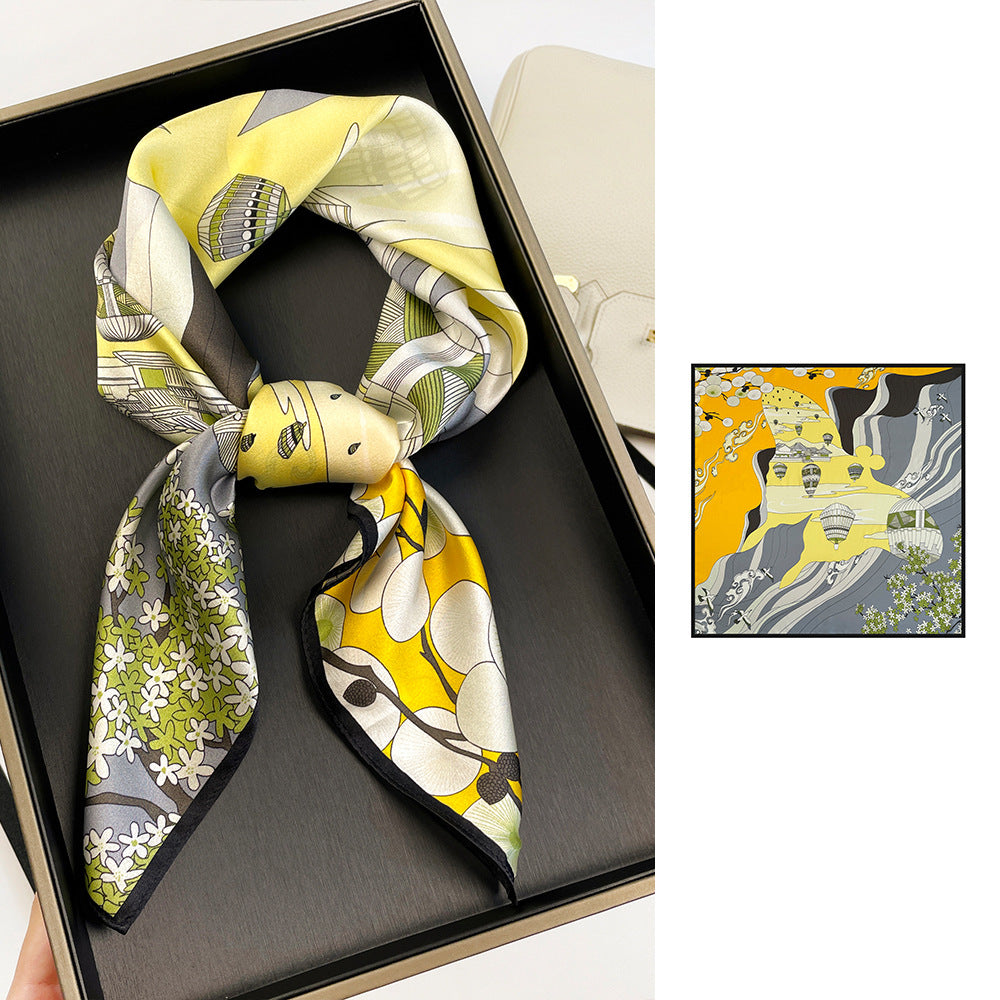 BCHICU Yellow 66cm*66cm 100% Silk Small Square Scarf Small Neckerchief with Suit