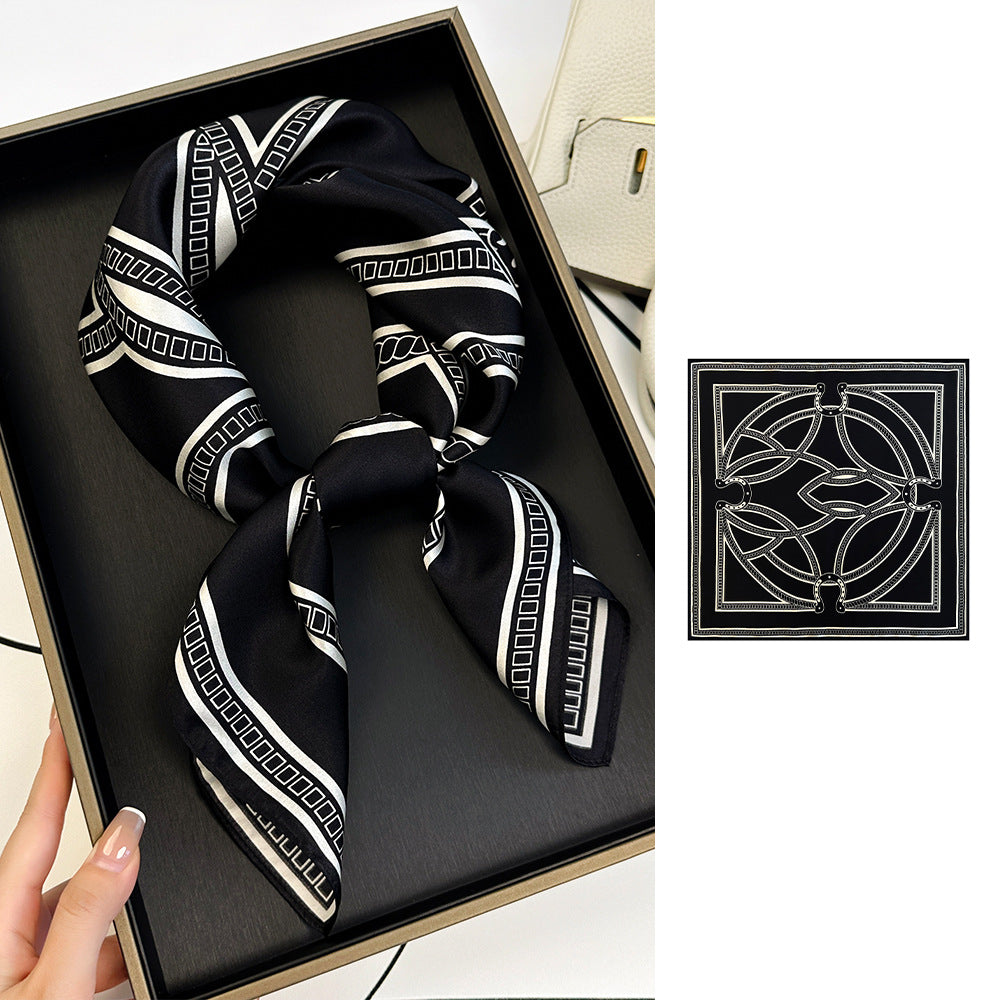 BCHICU ZS7009-02# 66cm*66cm 100% Silk Small Square Scarf Small Neckerchief with Suit