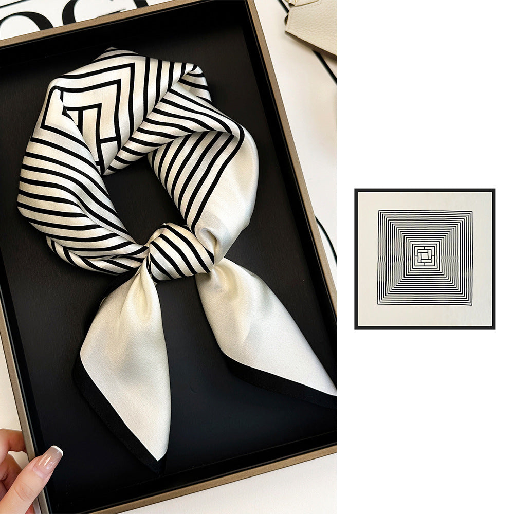 BCHICU Stripes 66cm*66cm 100% Silk Small Square Scarf Small Neckerchief with Suit