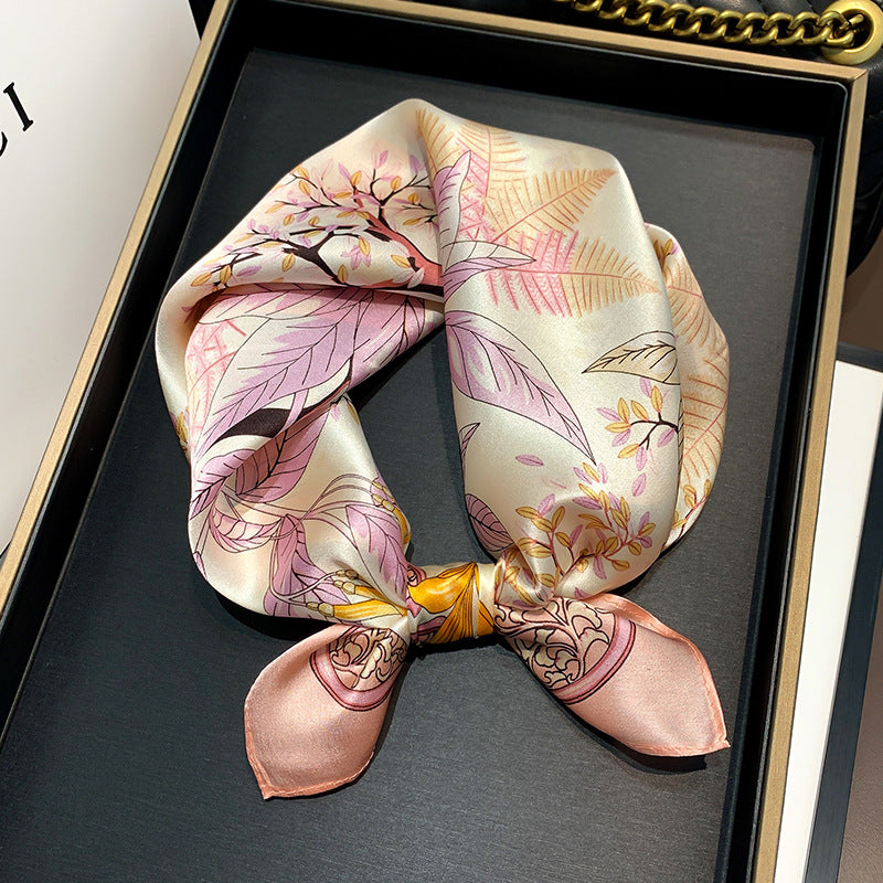 BCHICU 53cm*53cm Champagne Powder 100% Small Square Silk Scarf Neckerchiefs&Bandana