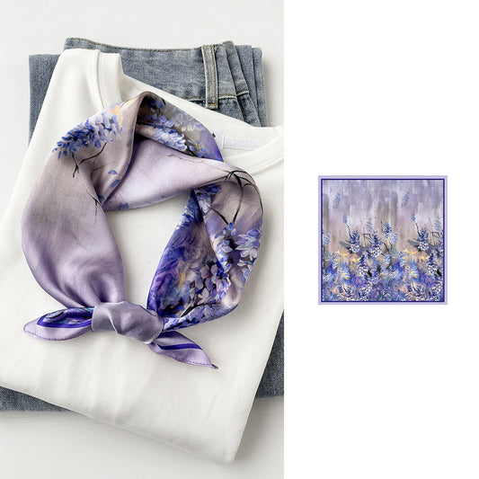 BCHICU Wisteria Mann Print 53cm*53cm  100% Silk Small Square Silk Scarf Neckerchiefs&Bandana