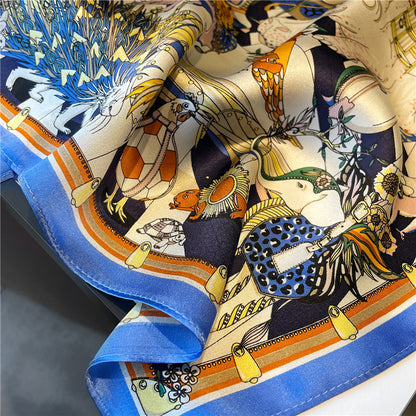 BCHICU Blue 53cm*53cm 100% Small Square Silk Winter Scarf Neckerchiefs&Bandana