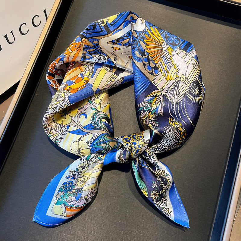 BCHICU Blue 53cm*53cm 100% Small Square Silk Winter Scarf Neckerchiefs&Bandana