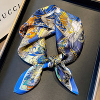BCHICU Blue 53cm*53cm 100% Small Square Silk Winter Scarf Neckerchiefs&Bandana
