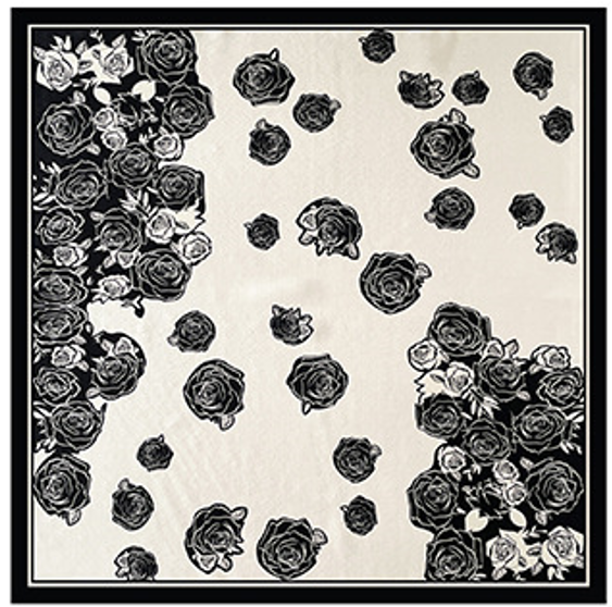 BCHICU Black And White Rose 53cm*53cm Print 100% Small Square Silk Scarf Neckerchiefs&Bandana