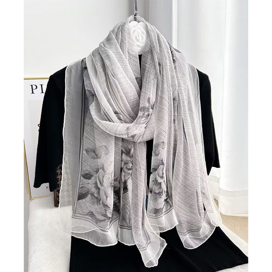 BCHICU #19 85cm*185cm 100% Chiffon Silk Long Shawls&Scarves