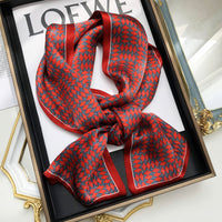 BCHICU Classic Red Double Layers 150cm*16cm 100% Silk Scarf Neckerchiefs Long Section Thin Narrow Fluttering Belt