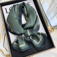 BCHICU Vintage Green Double Layers 150cm*16cm 100% Silk Scarf Neckerchiefs Long Section Thin Narrow Fluttering Belt