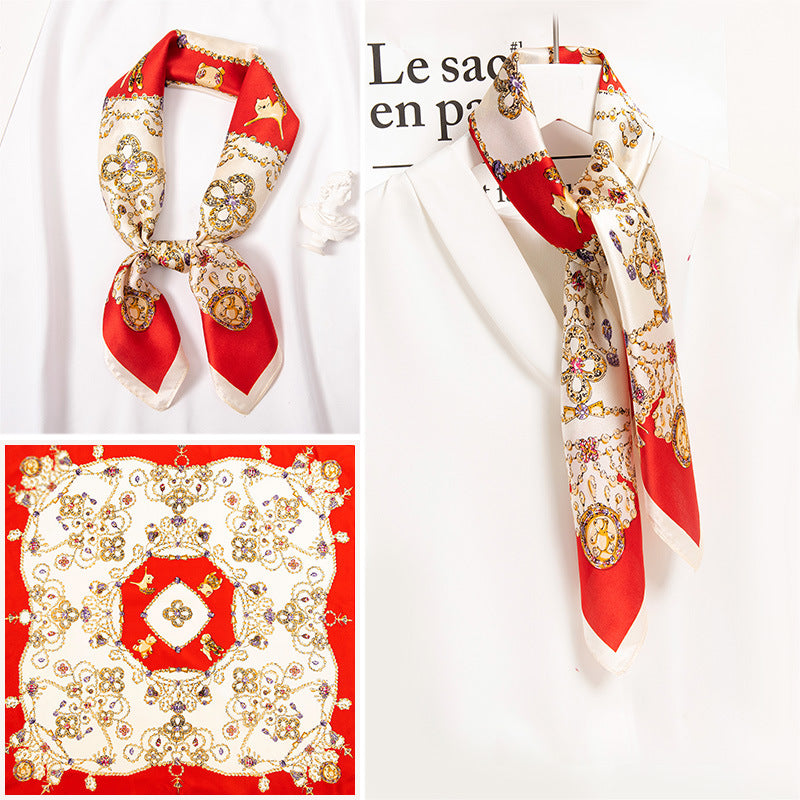 BCHICU Sparkle Red 65cm*65cm 100% Silk Small Square Scarf Small Neckerchief with Suit