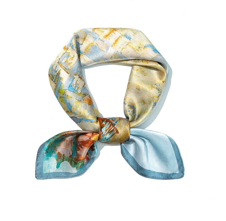 BCHICU Pale Blue 70cm*70cm 100% Silk Small Square Scarf Fashion Commuting Style