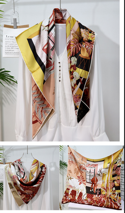 BCHICU Double-Sided Heterochromatic Printing 10# 88cm*88cm A Large Square 100% Silk Scarves