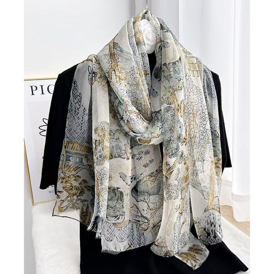 BCHICU #01 85cm*185cm 100% Chiffon Silk Long Shawls&Scarves